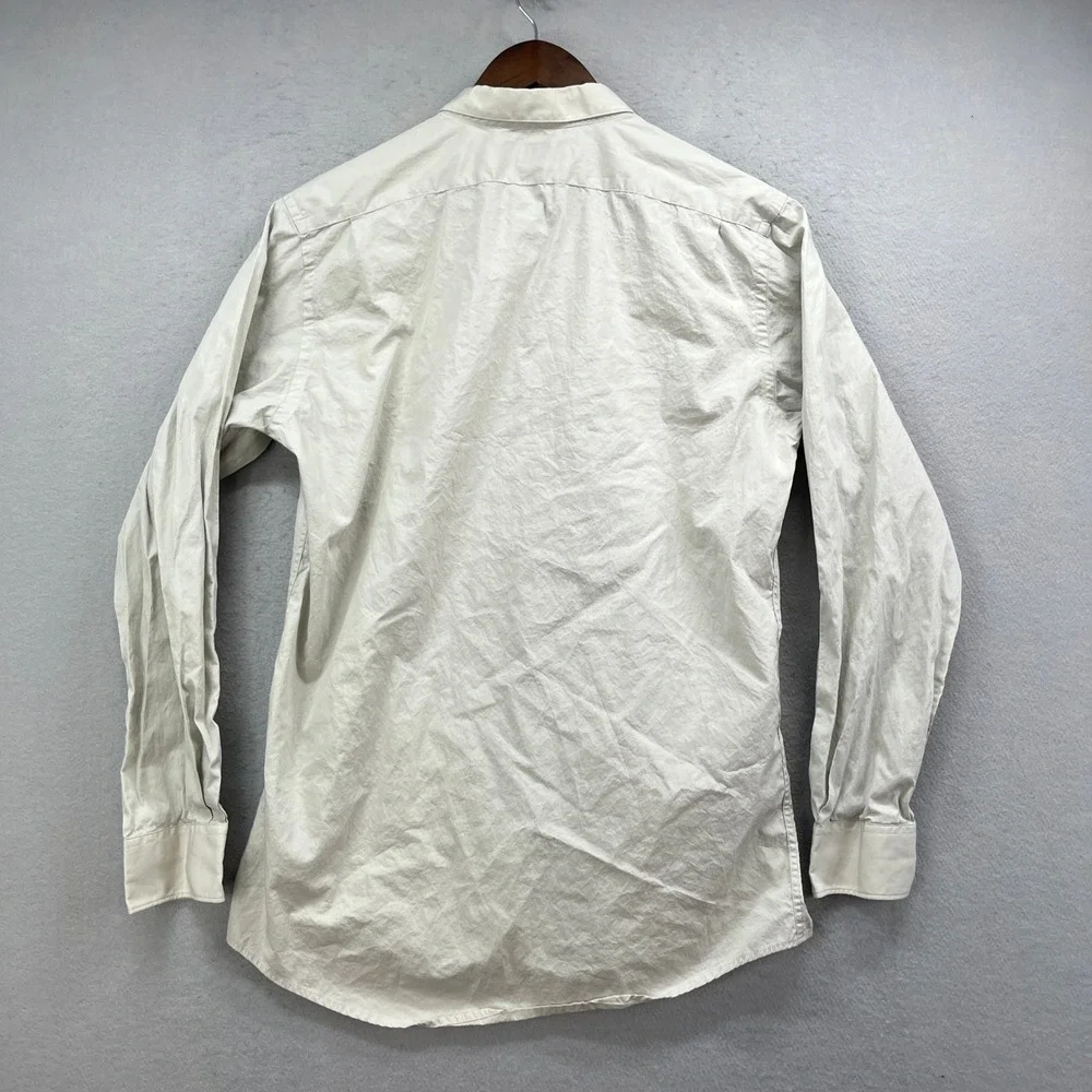 Banana Republic Shirt Mens Medium Tan Cotton Long Sleeve Hidden Button Up Y2K